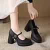 2025 Runway Style Brand High Heels Women Pumps Sandal Mary Janes Fashion Round Toe Platform Chunky Prom Shoes Zapatos De Mujer