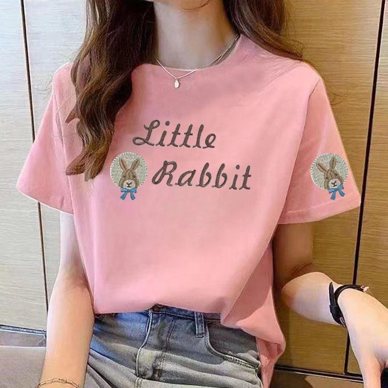 VEZFAA Женские модные повседневные летние весенние блузки и рубашки с круглым вырезом с короткими рукавами