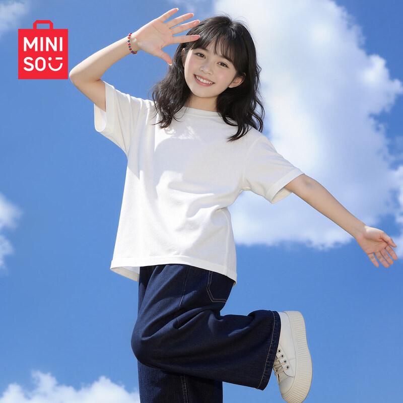 MINISO Girls' Summer 2026 Pure Cotton Short Sleeve T-Shirt