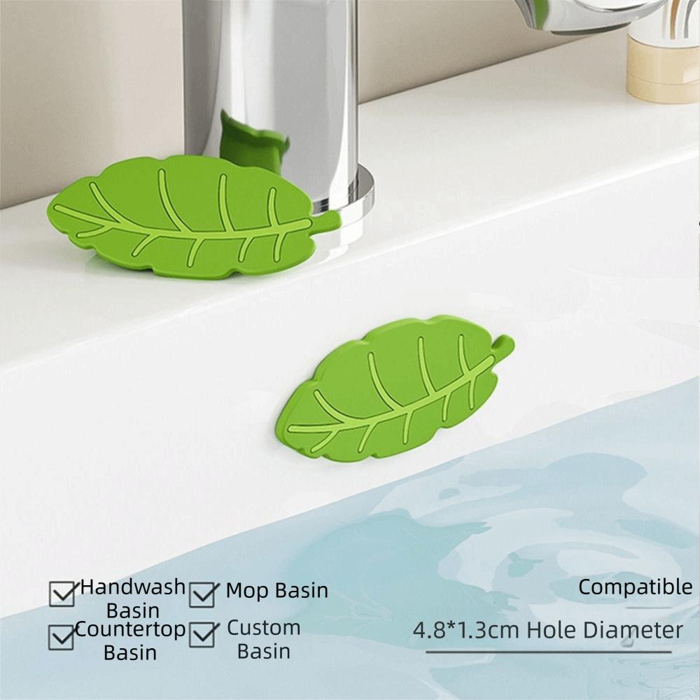 Leaf Shaped Washbasin Overflow Plug Green Leaves Overflow Hole Cover Bathroom Accessories