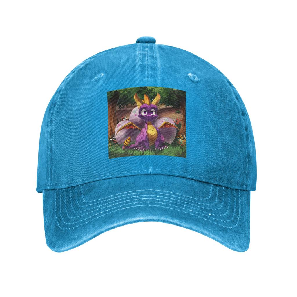 Spyro Pattern Denim Fabric Cap Casual Baseball Caps Adjustable Hat Summer Unisex Baseball Hats