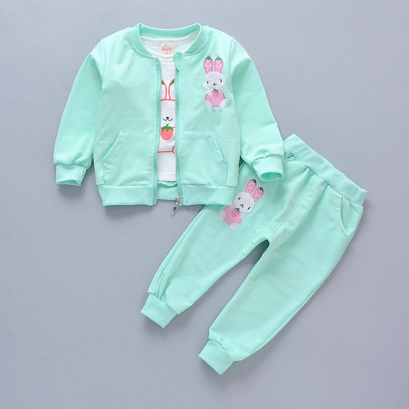 Baby Girl Fall Print Set Girl Clothes Three-piece Children's Clothes Fashion Outerwear