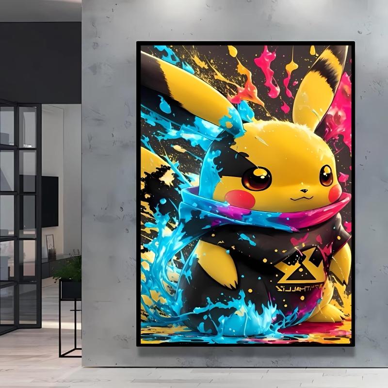 Canvas Poster Pokemon Pikachu Cartoon Picture Lasting Colors Children Gifts Classic Home Living Room Walls Decorative Painting
