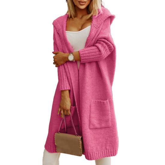 Женский осенне-зимний свитер с капюшоном, кардиган с буквенным принтом и открытым передом, с длинными рукавами, вязаное пальто, уличная одежда