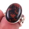 Natural Mahogany Obsidian Gemstone 925 Sterling Silver Two Tone Ring S.7.5 P3f02