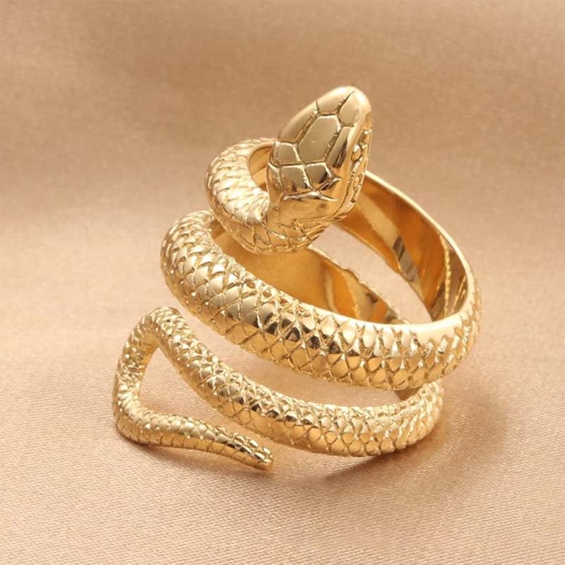 [Rockyu] кольцо мужское свободного размера золотая змея змея кольцо змея отделка титановое кольцо амулет удачи амулет кольцо крутая форма змеи свободная мода
