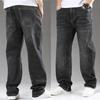 Мужские свободные джинсы Классические прямые серые черные деловые повседневные эластичные хлопковые джинсовые брюки размера плюс 40