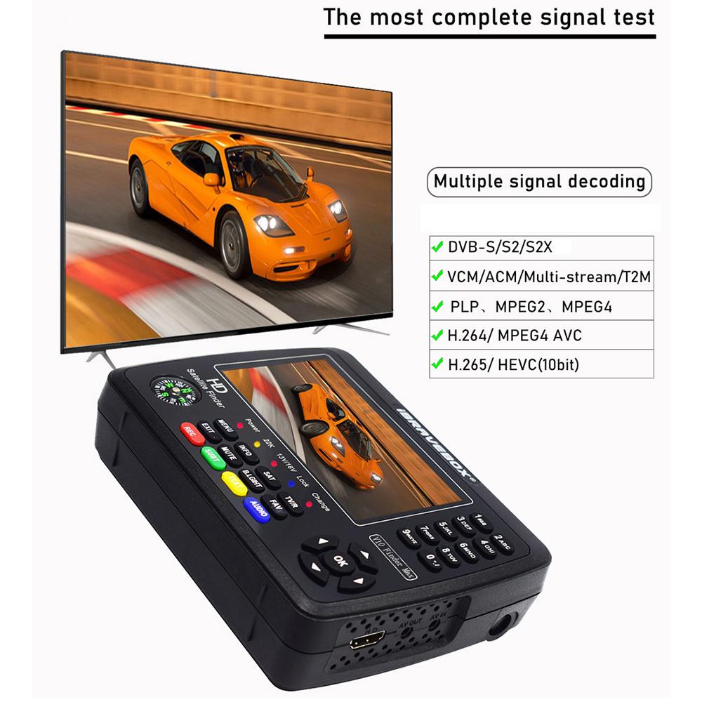 IBRAVEBOX V10 Finder Max HD Поиск сигнала спутникового телевидения DVB-S/S2/S2X Цифровой портативный измеритель сигнала