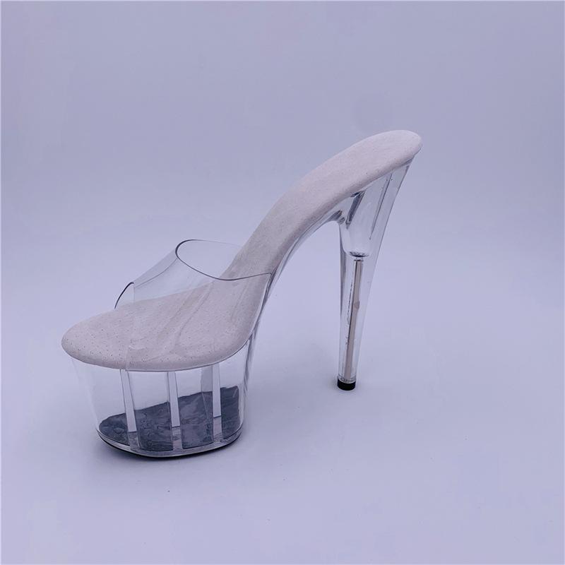 Прозрачные туфли на высоком каблуке женские лето 2025 новая мода интернет-знаменитость шпилька со шлепанцами носить супер высокий каблук сандалии