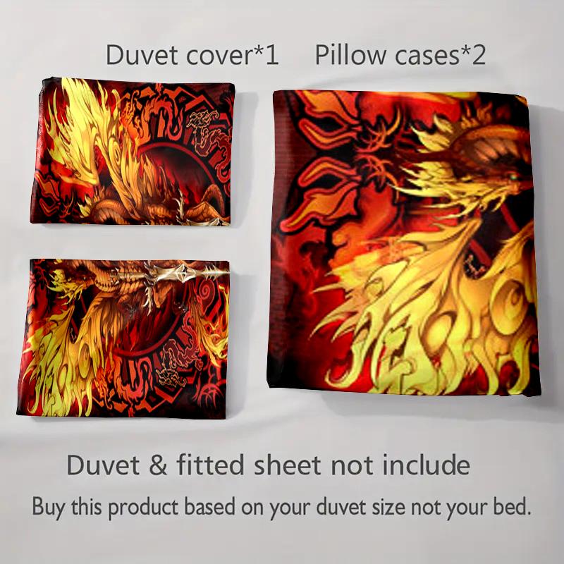 Fiery dragon design. Bedding Duvet cover sets Duvet covers Pillowcases gifts (1 * Duvet Cover 2 * Pillowcases, without duvet insert)
