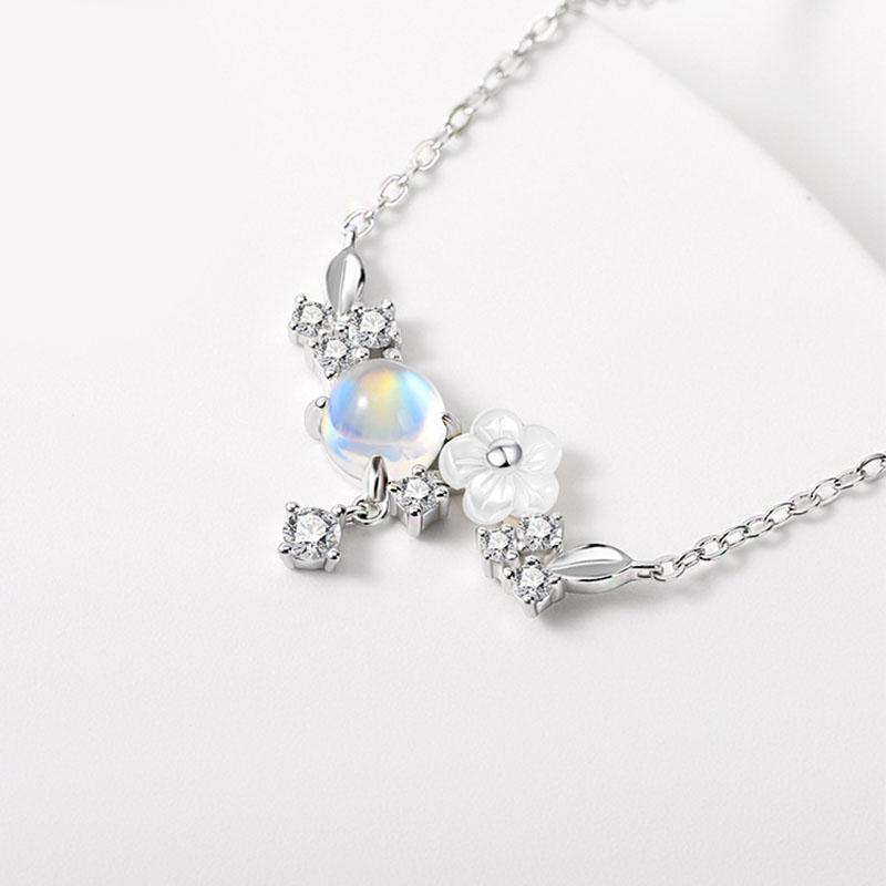ANENJERY Серебряное цветное ожерелье с цветком в виде кристальной ракушки для женщин, милая цепочка на ключицы, ювелирные изделия для девочек, оптовая продажа