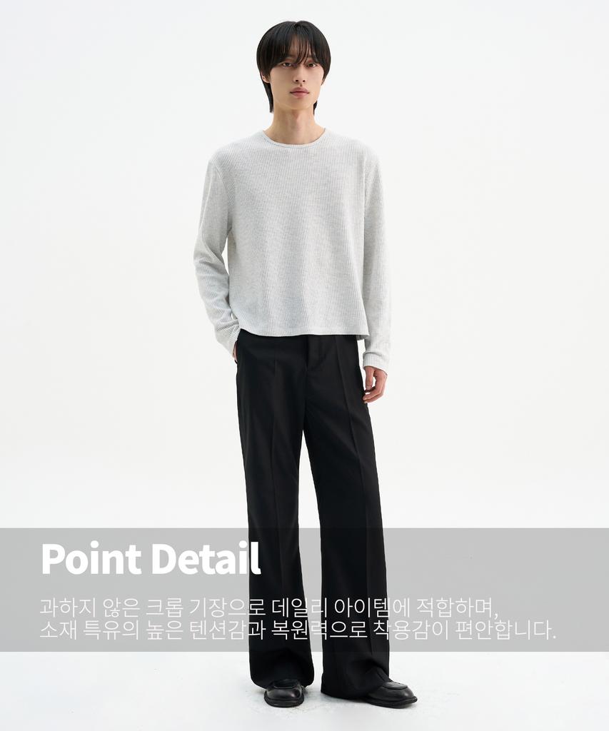 TRIP LE SENS Comfort Waffle Crop Long Sleeve T-Shirt_Gray