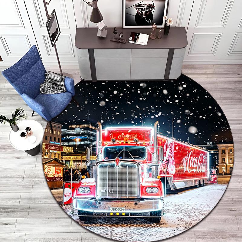 Christmas Gift Halloween Theme Bear Truck Coca Cola Round Carpet Soft Home Decoration Corridor Table and Chair Anti slip Outdoor Floor Mat Carpet H18