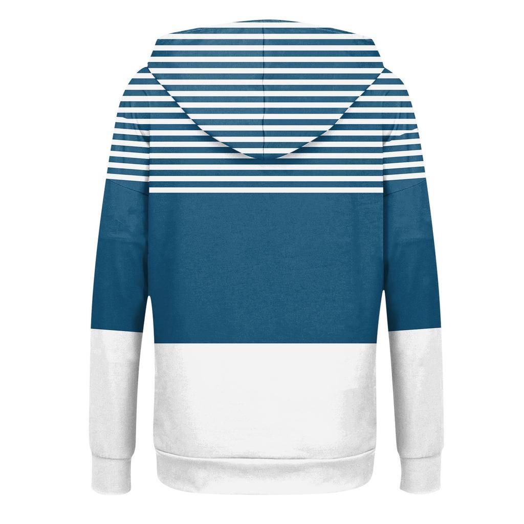 Женская толстовка с длинными рукавами и полосатым принтом, куртка с длинными рукавами и карманами, на молнии, пальто с капюшоном