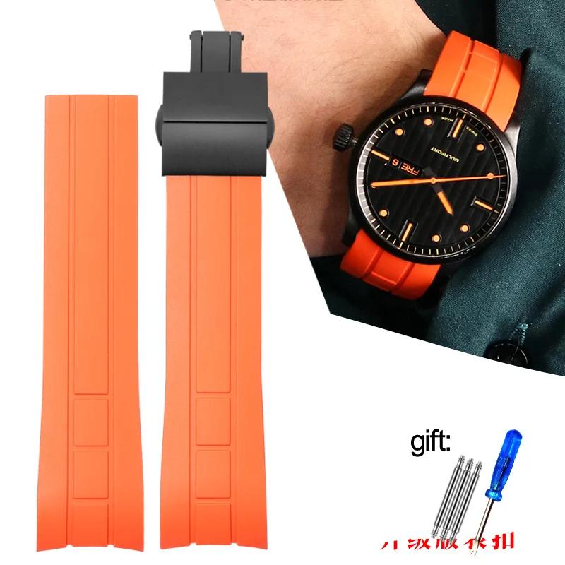 Arc Mouth Rubber Watch Band For Citizen Air Eagle / Mido Helmsman M005 Sao Orange Men's Black Blue Watch Strap 23mm 22mm