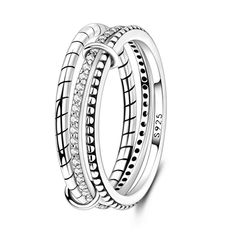 Rings For Women 925 Silver Sparkling Zircon Minimalist Geometric Star X Rings Romantic Wedding Engagement Valentine Jewelry Gift