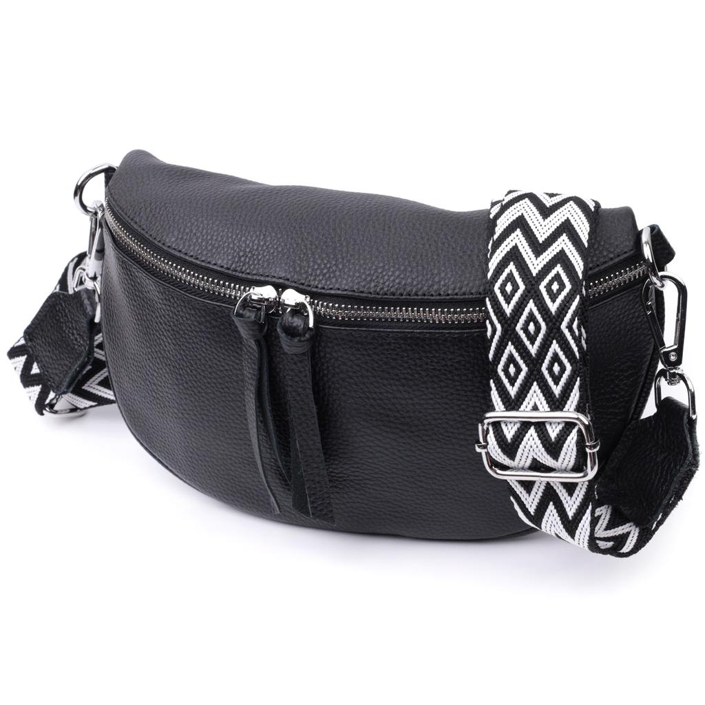 Leather Bag for Women In a Classic Color Crossbody with a Mini Wallet Vintage 22666 Black