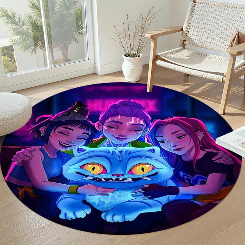 K-pop Round Carpet Perfect for Study room Dormitory Game Room Living Rooms Anti-slip Round Rug Anime Office Decor Perfect Birthday Christmas Gift Idea