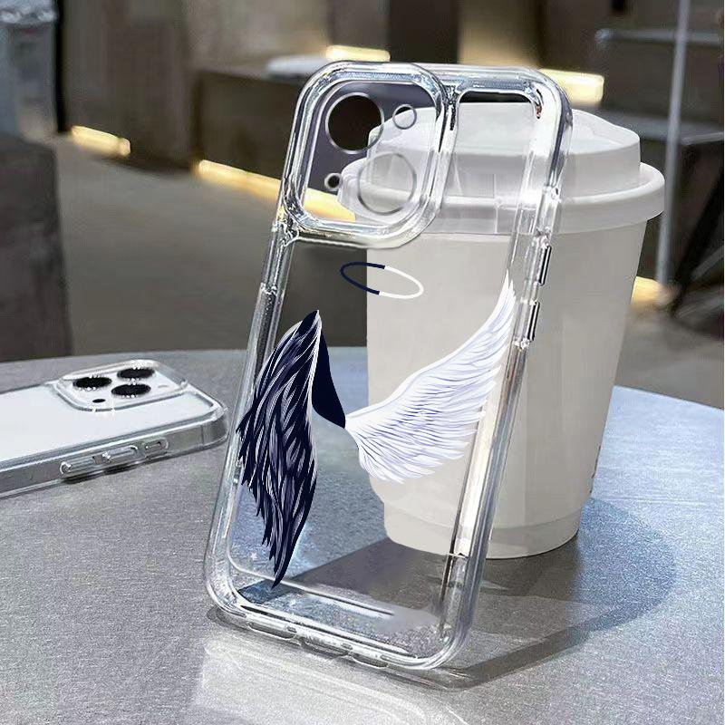 Крутой чехол-накладка с крыльями демона для iPhone 17 Air 16 15 14 13 12 11 Pro Max Plus Mini Xs X 8 7 Мягкий прозрачный чехол Fundas