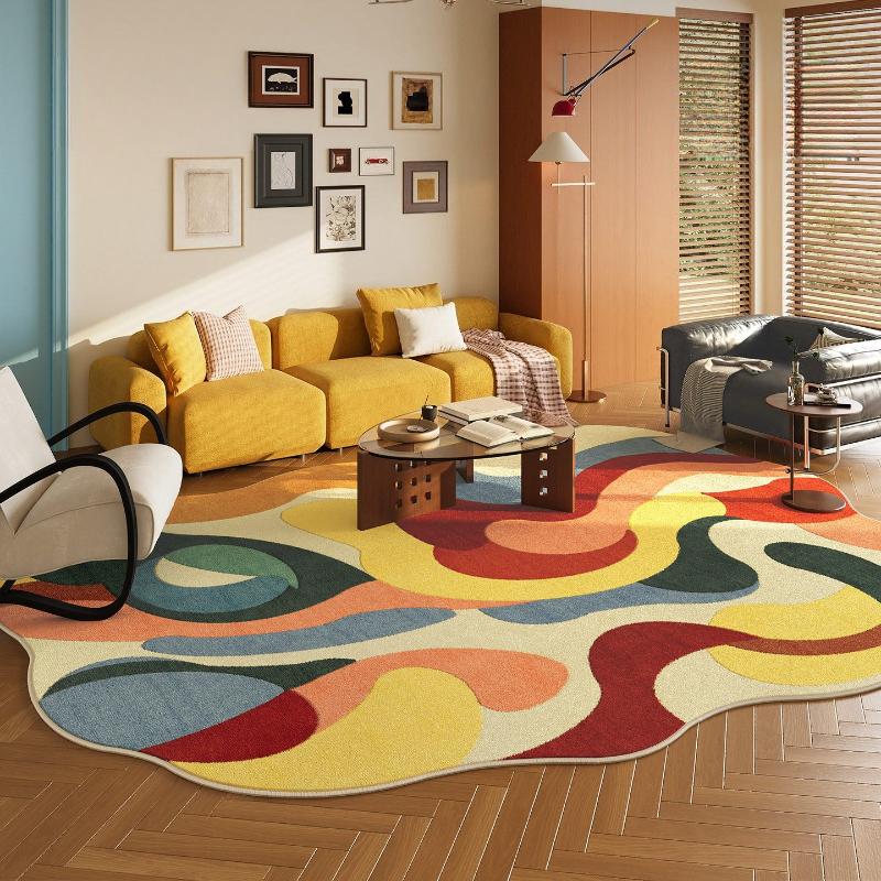 Dopamine Color Bedroom Decor Creativity Carpet Irregular Shape Carpets for Living Room Washable Bedside Floor Mat Anti Slip Rug