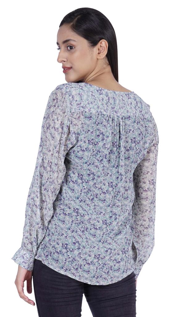 Moomaya Printed Women  S Button Down Shirt Long Sleeve Tshirt V-Neck Tunic