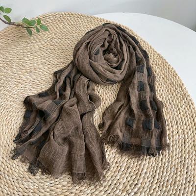 Scarf Viscose Women Brown Long Neck Wrap Shawl Breathable Summer Sun Protecion Accessory For Spring Autumn Holiday