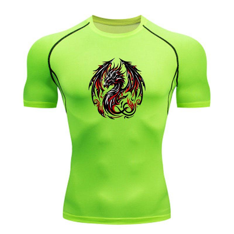 Men's Compression Workout T-Shirt, Gothic Red Black Tribal D