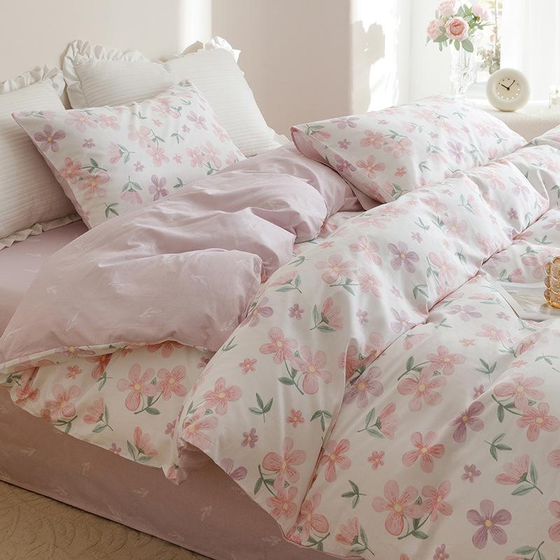 Ins стиль, чистый хлопок, четыре предмета, студенческая общежития, кровать, наволочка, пододеяльник, простыня, комплект из трех предметов