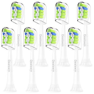 Dealswin Сменные насадки для электрической зубной щетки, совместимые с Philips и White, включают гигиенические крышки для зубного налета, 8 обычных насадок для