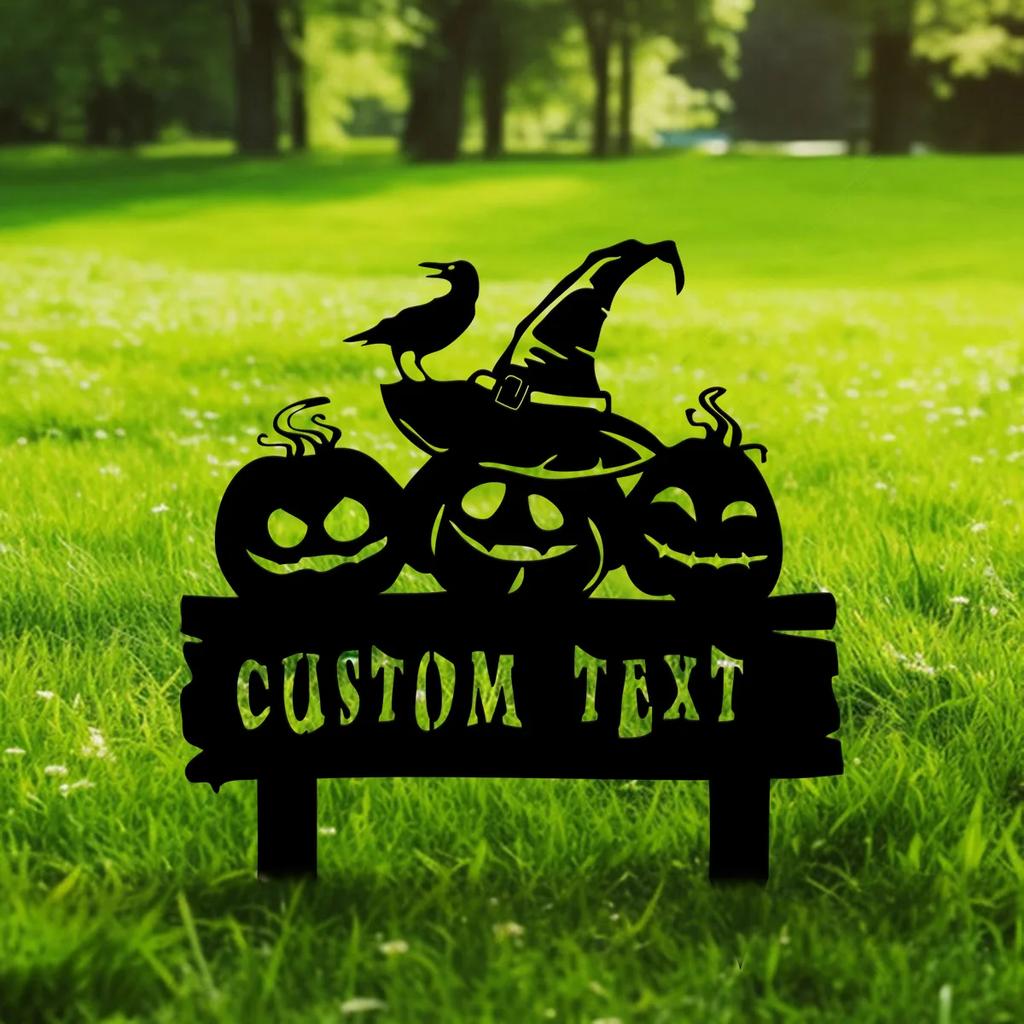 Metal Garden Art Stake, Custom Fall Yard Decor, Pumpkin Sign, Thanksgiving Outdoor Decoration, Seasonal Lawn Ornament