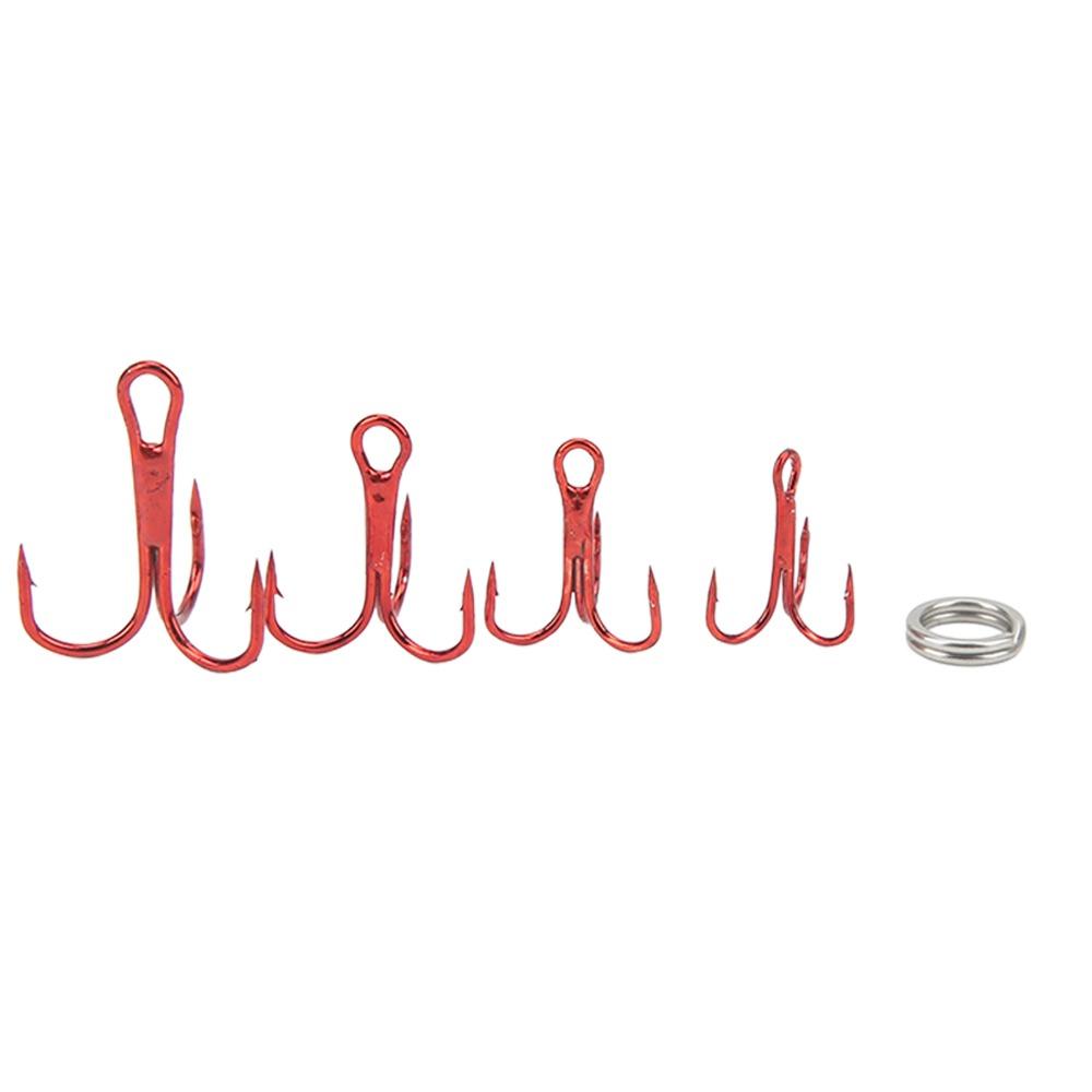 100PCS with Double Split Rings Triple Barbed Hooks Strong Sharp Barbed Hook Set  Freshwater Fishing
