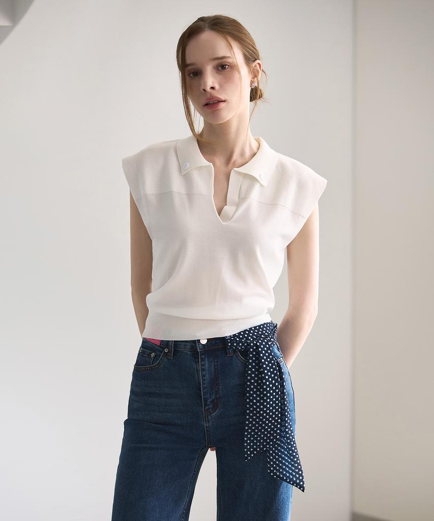 HYFVE Dot Ribbon Point Sleeveless Knit Top