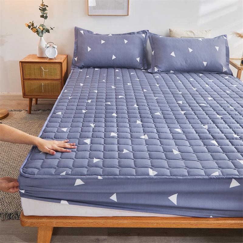 Thicken Quilted Bedspread Elastic Sheets Cotton Soft Bedding Sheet Mattress Cover Non-slip Sheet Dust Cover Fitted Sheet Mattress Topper