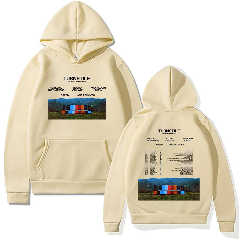 Толстовки Turnstile Band Turnstile The Never Enough Tour 2025 Свитшот Унисекс Хип-хоп Рок Уличные Пуловеры Двусторонние Уличная одежда