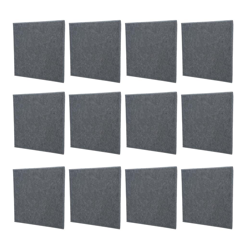 12Pcs Acoustic Panels Polyester Fiber Cutable Sound Absorption Panel for Rehearsal RoomsDark Grey