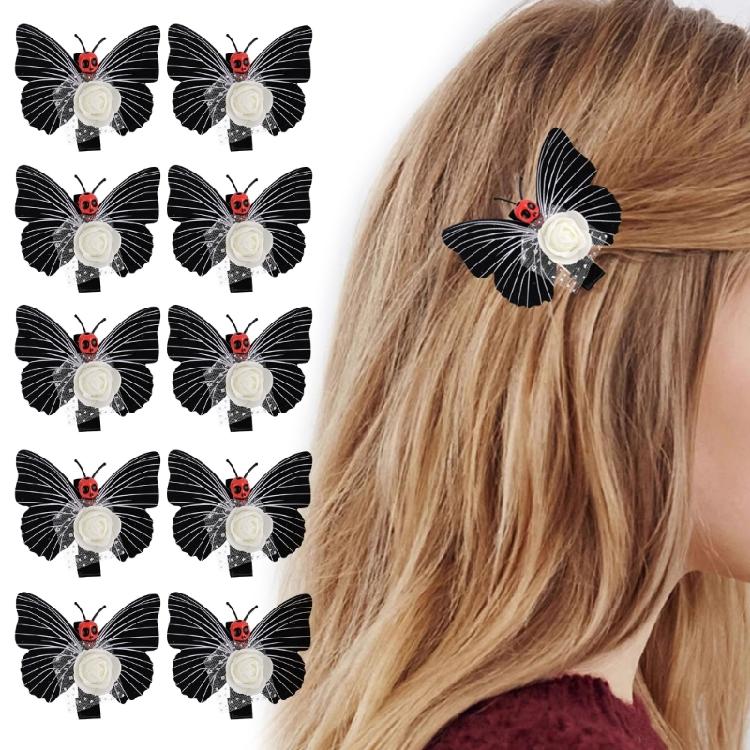 10 шт. Жуткая Бабочка Череп Зажим для Волос Хэллоуинская Тема Скелет Бабочка Зажимы для Волос Аксессуар для Костюма Развлечение