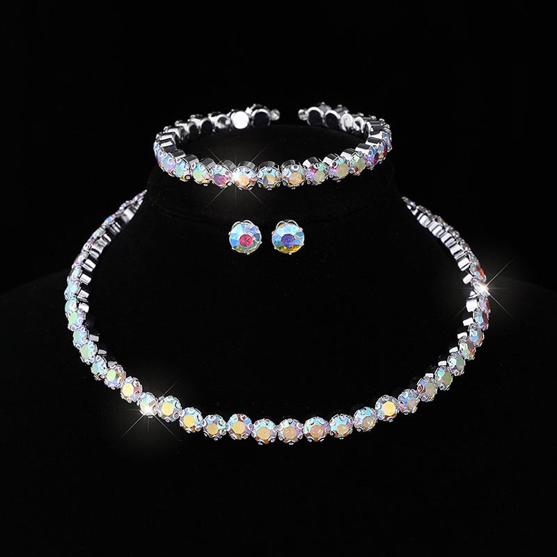 4 шт./компл. женский комплект ювелирных изделий для женщин ожерелье с подвесками браслет серьги-гвоздики белое циркониевое цепочное ожерелье