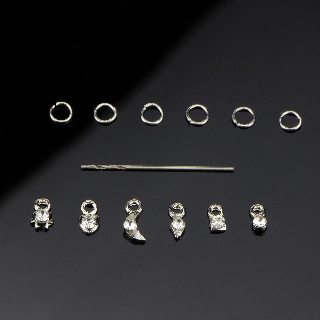 6Pcs Nail Art Dangles Alloy Rhinestones Jewelry Piercing Nail Art Decoration