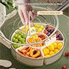 Rotating Snack Tray with Lid and Handle Storage Box Multi-Compartment Fruit and Vegetable Serving Platter Durable PP Material