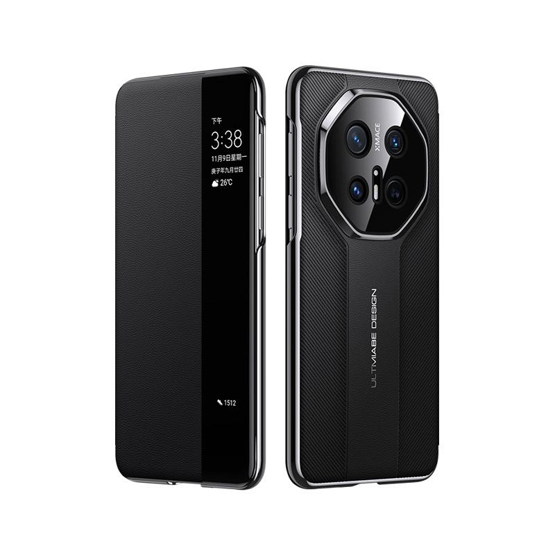 Применимо к чехлу для мобильного телефона Huawei mate70pro, второе поколение, Porsche RS, умное окно, m70, полноразмерный, 60, магнитный кожаный чехол