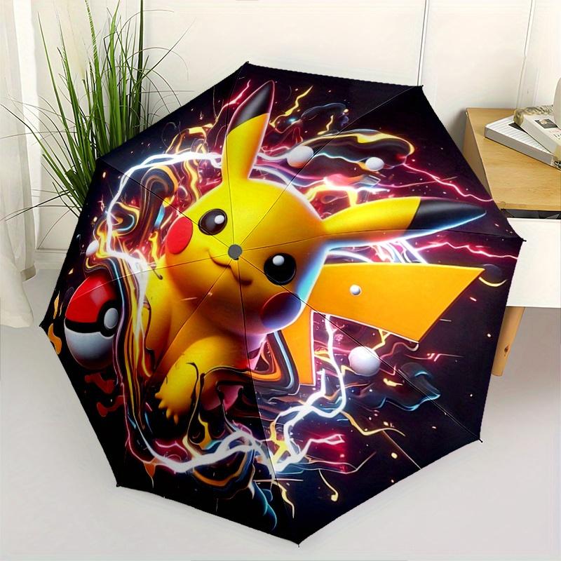 1pc Pikachu Automatic 3-Fold Umbrella Design, Cute Cartoon Pattern, Portable Outdoor Umbrella, Perfect, Holiday Gift for Disney fans.D063