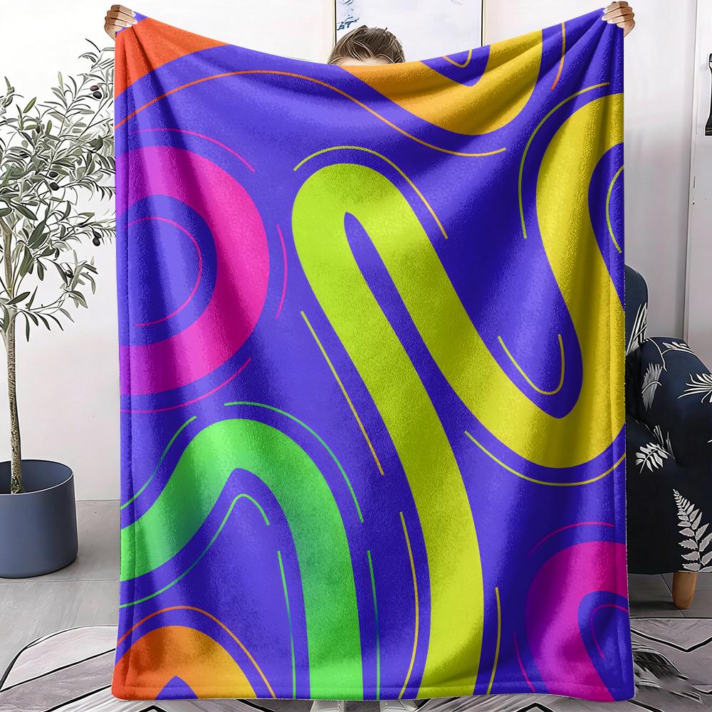 Colorful Vectors Throw Soft Flannel AC Blanket Lightweight Summer Nap Throw Cozy Blanket for Sofa Bed Travel Home