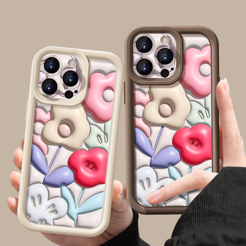 Чехол с цветами для iPhone 16 Pro Max Противоударный чехол из ТПУ Мягкий силиконовый чехол Коке для iPhone 15 Pro Max 14 13 12 11 Чехол для телефона