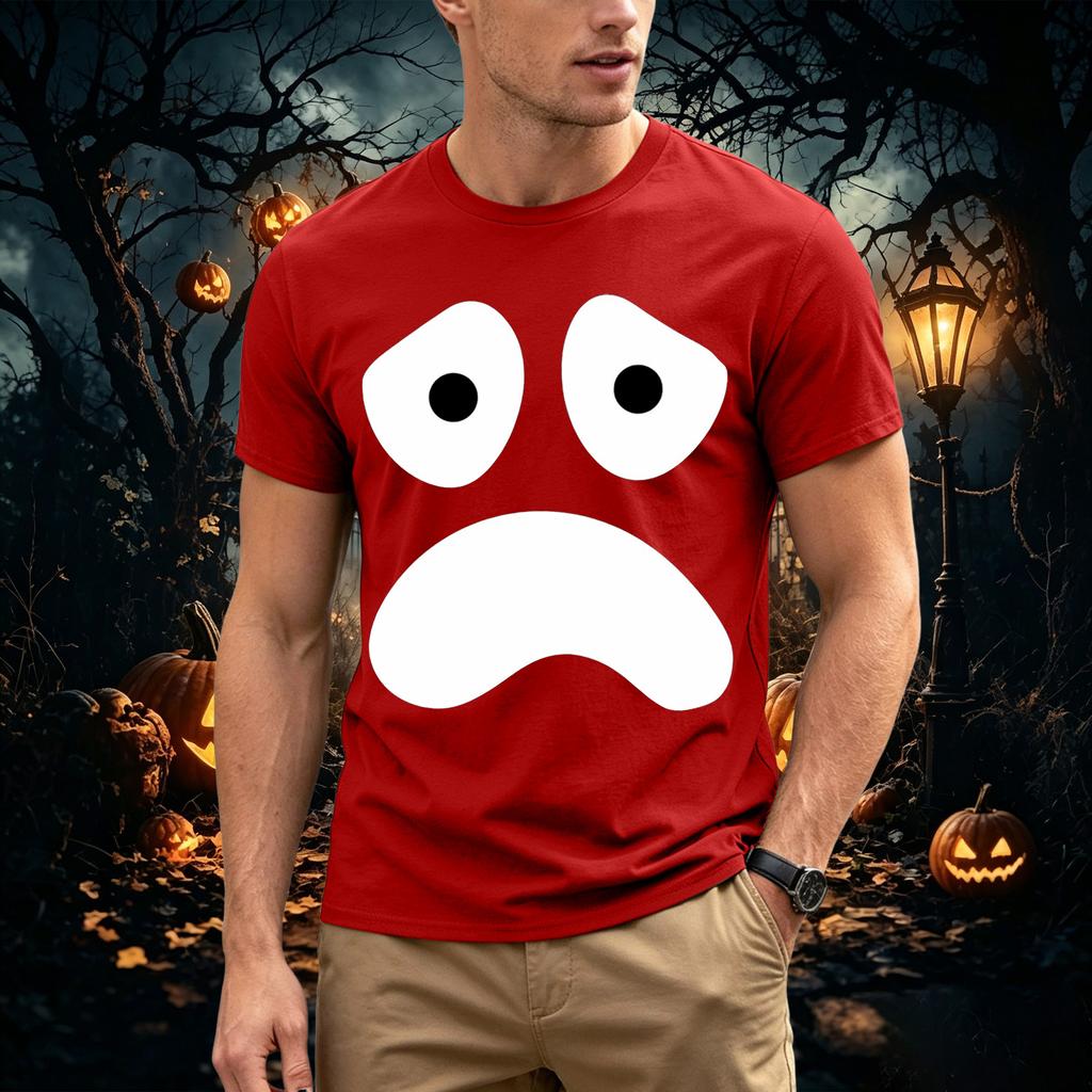 Mens Cotton Shirts Men's Casual Halloween Humorous and Funny 2D Printed Short Sleeve T Shirt Mens Shirts Tall Sizes