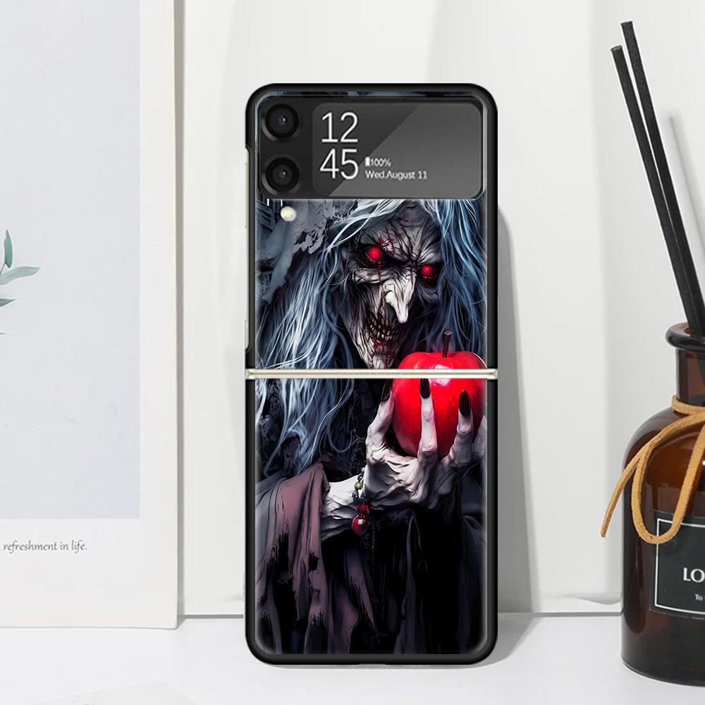 Чехол для телефона на Хэллоуин Лунная Ведьма Ужасы для Samsung Galaxy Z Flip 7 6 5 4 3 5G Flip3 Flip4 Flip5 ZFlip6 ZFlip7 Черный Fundas