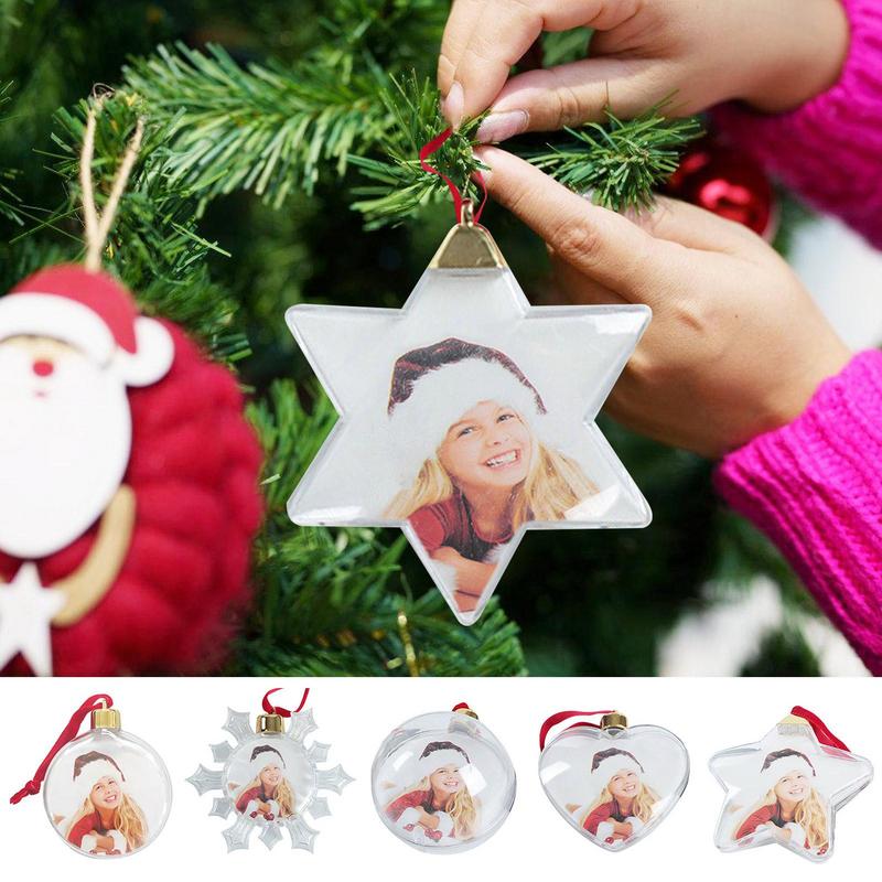 DIY Прозрачный Кулон-Фоторамка Снеговик Пятиконечный Шар Подвески на Елку Праздничные Украшения Удивительные Подарки для Детей