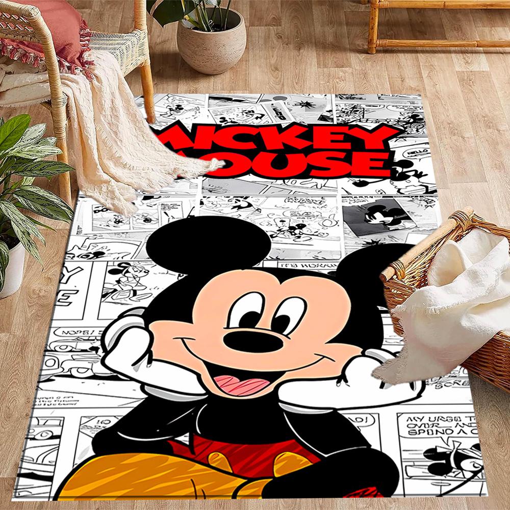 Mickey Mouse Adventure Disney Cartoon Theme Anti-Slip Rug - Polyester, Home Decor, Suitable for Bedrooms, Living Rooms, Doorways, and Studios
