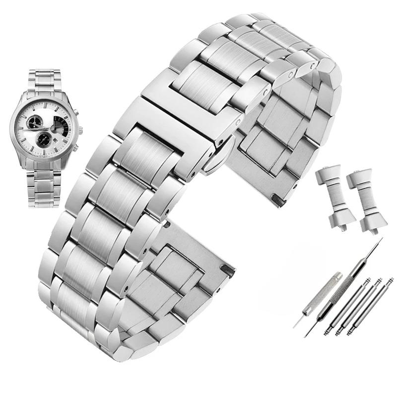 Универсальный изогнутый мужской ремешок для часов 20 мм 22 мм Для Casio EFV-540 500 510 EQB-501 EFR-303 Сплошной ремешок из нержавеющей стали Металлическая цепочка для часов
