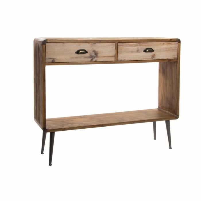 Console - Marque - Bois et métal - 115 cm - Blanc - Rustique-chic