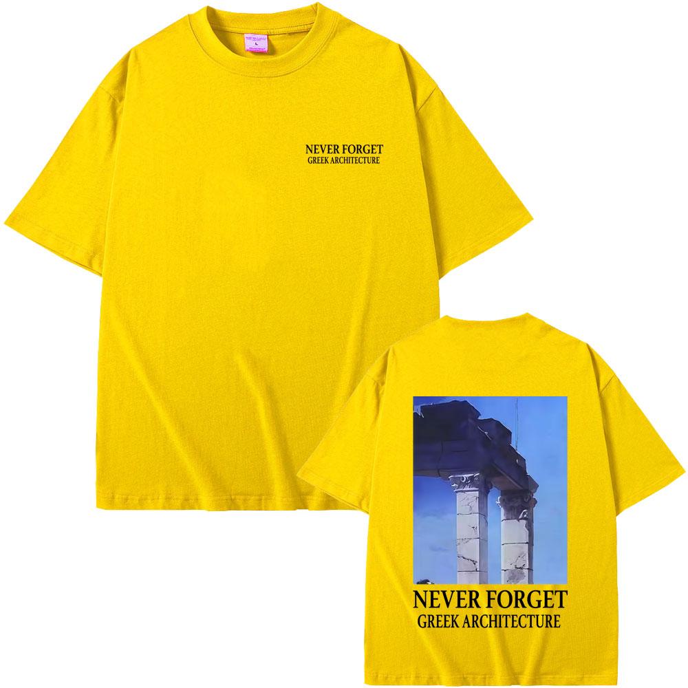 NEVER FORGET GREEK ARCHITECTURE Tshirt Men Women Fashion Vintage Short Sleeve T Shirt Male Casual Oversized Tshirts Streetwear